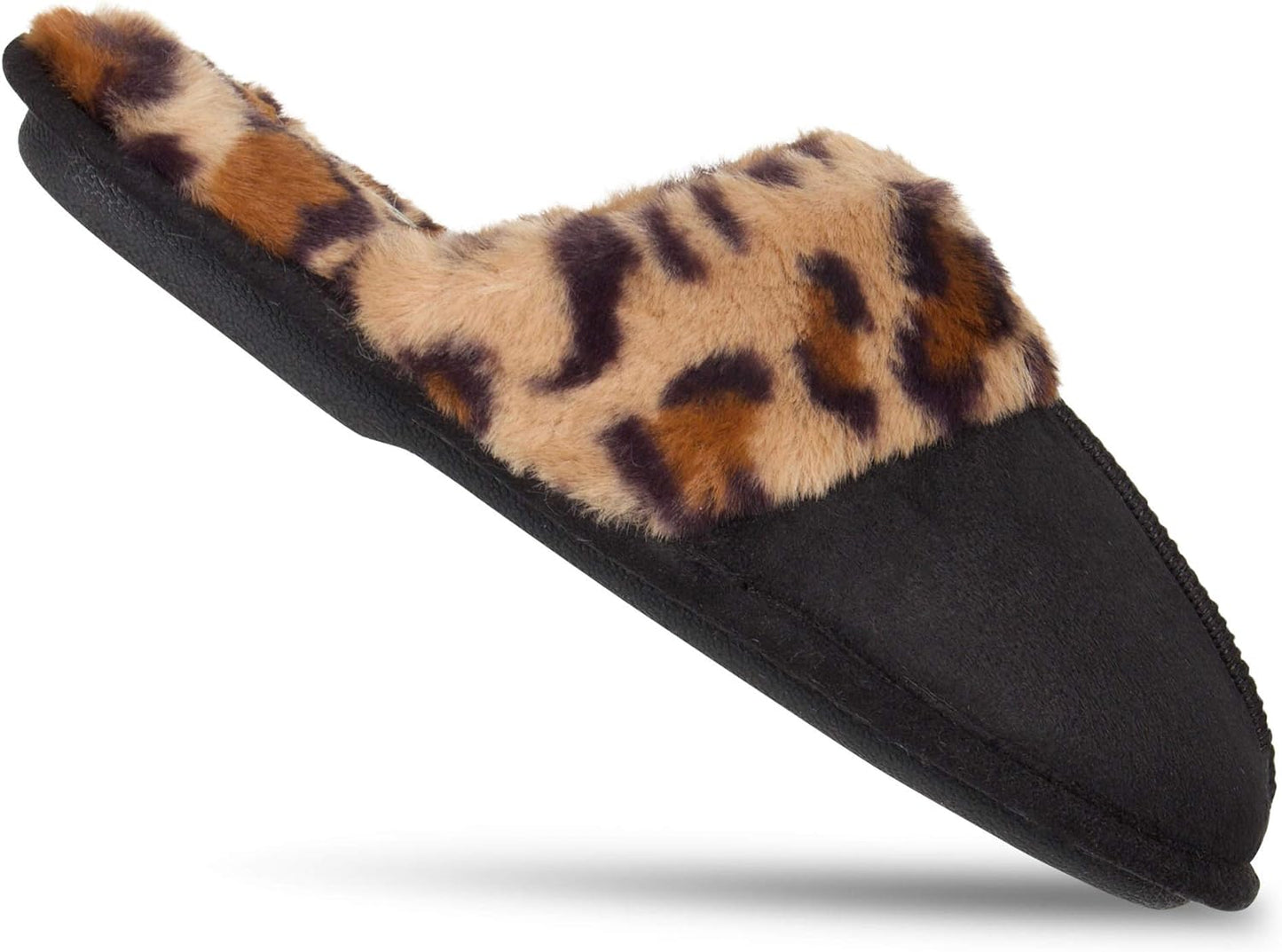 Women'S Comfy Faux Fur House Slipper Scuff Memory Foam Slip on Anti-Skid Sole