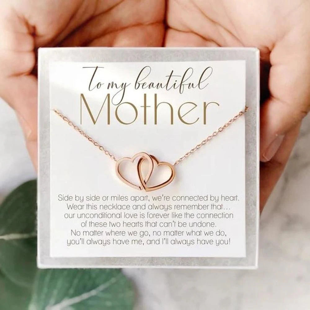 Mother'S Day Necklace Ladies Jewelry Mother'S Day Heart to Heart Heart Necklace Birthday Jewelry for Mom Gift Mother'S Day Card