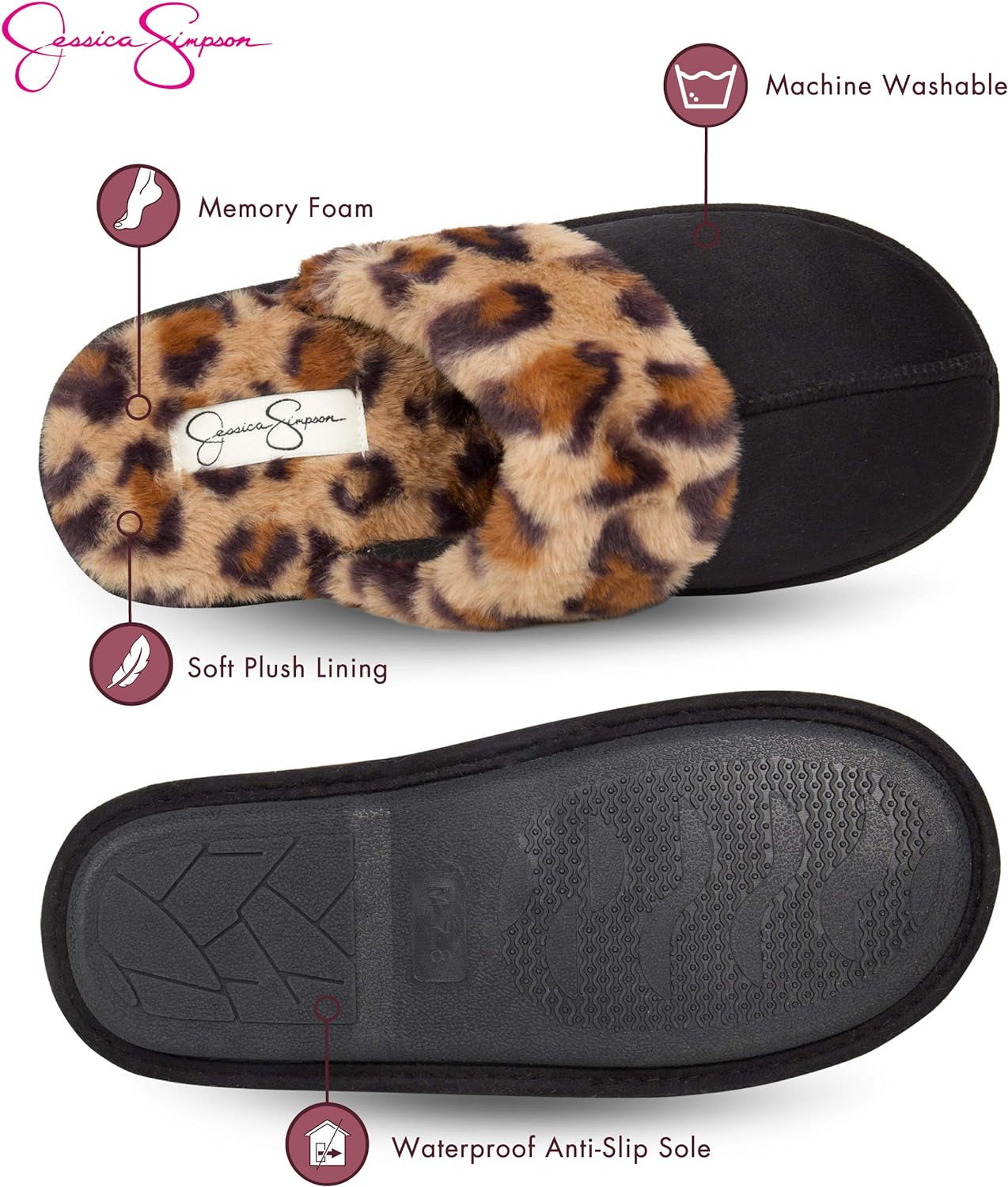 Women'S Comfy Faux Fur House Slipper Scuff Memory Foam Slip on Anti-Skid Sole